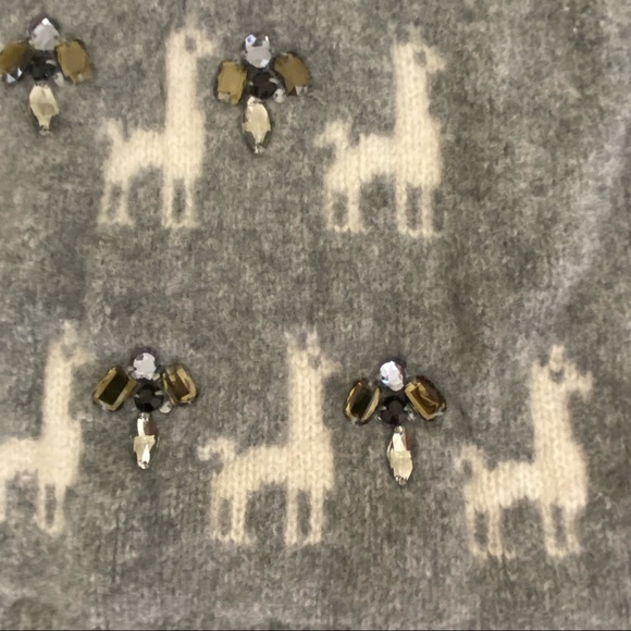 JCrew Llama with Rhinestones 100% Wool Sweater. Size Small. - Picture 4 of 10